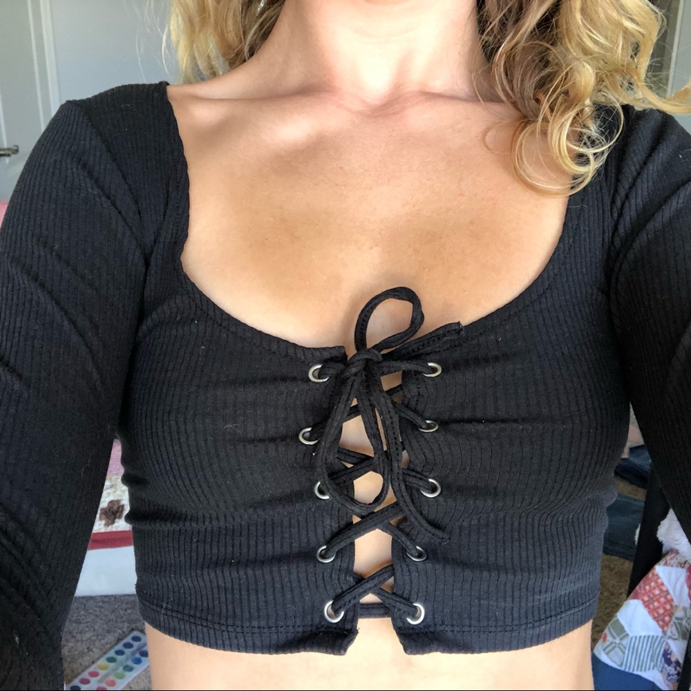 Urban Outfitters Long Sleeve Lace-up Shirt
